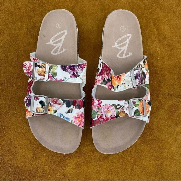 BLUE SUEDE SHOES Size 9 Floral Slip on Sandals - Picture 1 of 9